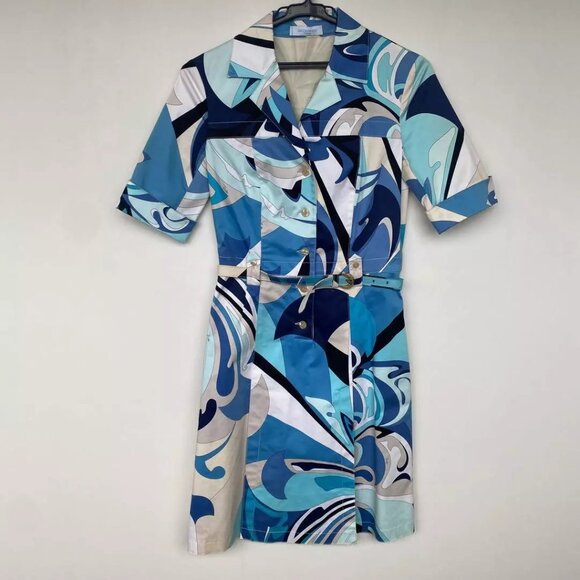 Emilio Pucci Shirt Dress Blue - Picture 1 of 5